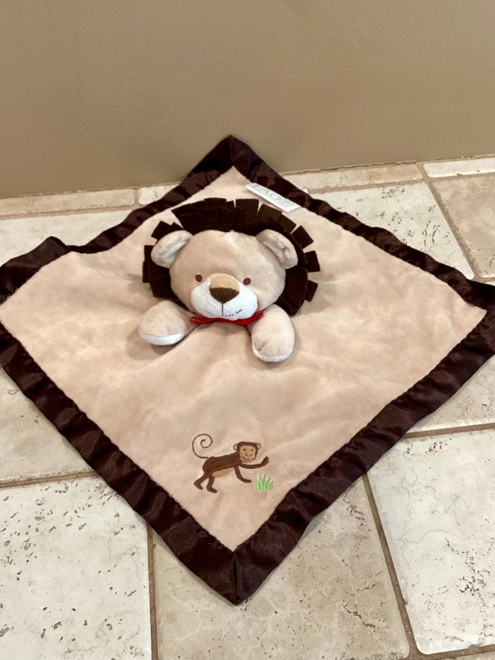 FAO Schwarz Lion & Monkey Lovey Security Blanket in Tan & Brown 2010